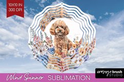 Floral Dog Wind Spinner Sublimation PNG - Flowers Round Product Image 1