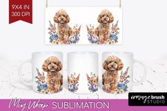 Floral Dog Mug Wrap - Flowers Mug PNG Sublimation Product Image 1