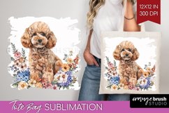 Floral Dog Tote Bag - Flowers Tote Bag PNG Sublimation Product Image 1