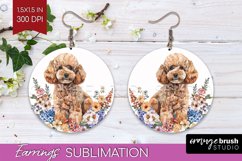 Floral Dog Round Earrings - Flowers PNG Sublimation Product Image 1