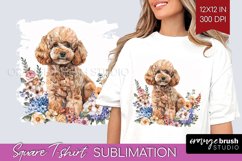 Floral Dog Square Tshirt Background - Flowers PNG Product Image 1
