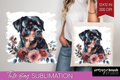 Floral Dog Tote Bag - Flowers Tote Bag PNG Sublimation Product Image 1