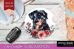 Floral Dog Car Coaster - Flowers Coaster PNG Sublimation Product Image 1