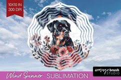 Floral Dog Wind Spinner Sublimation PNG - Flowers Round Product Image 1