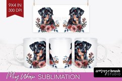 Floral Dog Mug Wrap - Flowers Mug PNG Sublimation Product Image 1