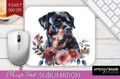 Floral Dog Mouse Pad Sublimation - Flowers Mousepad PNG Product Image 1