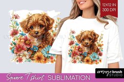 Floral Dog Square Tshirt Background - Flowers PNG Product Image 1