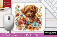 Floral Dog Mouse Pad Sublimation - Flowers Mousepad PNG Product Image 1