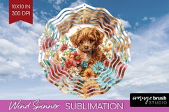 Floral Dog Wind Spinner Sublimation PNG - Flowers Round Product Image 1