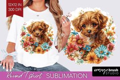 Floral Dog Round Tshirt Background - Flowers PNG Sublimation Product Image 1