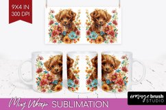 Floral Dog Mug Wrap - Flowers Mug PNG Sublimation Product Image 1