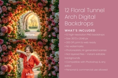 12 Floral Tunnel Arch Digital Backdrops Product Image 3