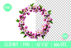 Floral Spring wreath Clipart Sublimation Product Image 1