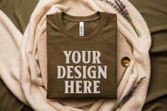 Folded Bella Canvas 3001 Flat Lay T-Shirt Mockup Product Image 1