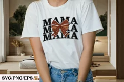 Fall Season Football Mama Coquette Bow SVG T-shirt Design Product Image 3
