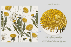 Dandelion hand-drawn wildflowers pattern collection Product Image 3
