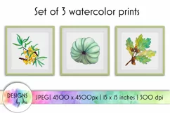 Set of 3 Watercolor Fall Prints | Autumn Leaves | Wall Art Product Image 1