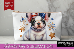French Bulldog Dog Cosmetic Bag Patriotic Dog Makeup Bag PNG Product Image 1