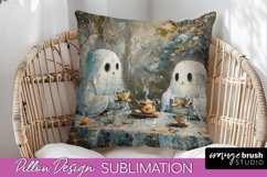 Halloween Pillow Cover - Cute Ghost Pillow Sublimation Product Image 1
