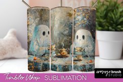 Ghost Tumbler Wrap - Vintage Halloween Tumbler Sublimation Product Image 1