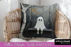 Halloween Pillow Cover - Cute Ghost Pillow Sublimation Product Image 1