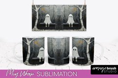 Ghost Mug Wrap - Vintage Halloween Mug Sublimation Design Product Image 1