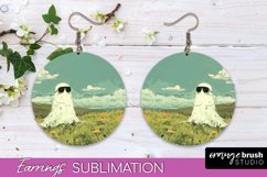 Halloween Earrings - Cute Ghost Round Earring Sublimation Product Image 1
