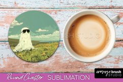 Ghost Coaster - Halloween Round Coaster Sublimation Design Product Image 1