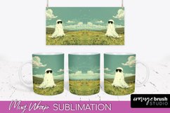 Ghost Mug Wrap - Vintage Halloween Mug Sublimation Design Product Image 1