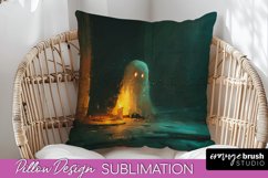 Halloween Pillow Cover - Cute Ghost Pillow Sublimation Product Image 1