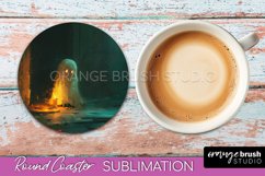Ghost Coaster - Halloween Round Coaster Sublimation Design Product Image 1