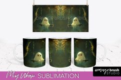 Ghost Mug Wrap - Vintage Halloween Mug Sublimation Design Product Image 1