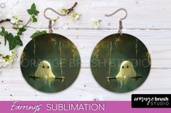 Halloween Earrings - Cute Ghost Round Earring Sublimation Product Image 1