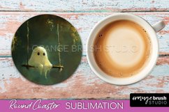 Ghost Coaster - Halloween Round Coaster Sublimation Design Product Image 1