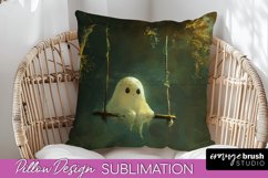 Halloween Pillow Cover - Cute Ghost Pillow Sublimation Product Image 1
