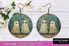 Halloween Earrings - Cute Ghost Round Earring Sublimation Product Image 1