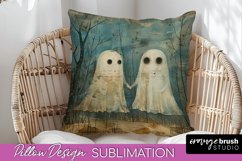 Halloween Pillow Cover - Cute Ghost Pillow Sublimation Product Image 1