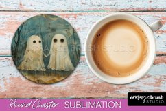 Ghost Coaster - Halloween Round Coaster Sublimation Design Product Image 1