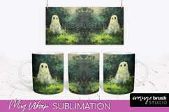 Ghost Mug Wrap - Vintage Halloween Mug Sublimation Design Product Image 1