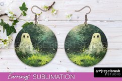 Halloween Earrings - Cute Ghost Round Earring Sublimation Product Image 1