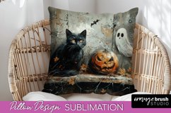 Halloween Pillow Cover - Cute Ghost Pillow Sublimation Product Image 1