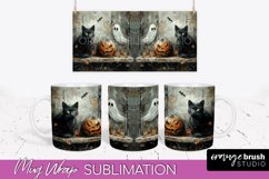 Ghost Mug Wrap - Vintage Halloween Mug Sublimation Design Product Image 1