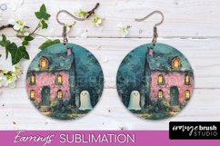 Halloween Earrings - Cute Ghost Round Earring Sublimation Product Image 1