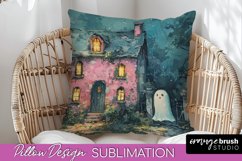 Halloween Pillow Cover - Cute Ghost Pillow Sublimation Product Image 1