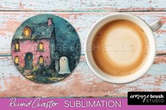 Ghost Coaster - Halloween Round Coaster Sublimation Design Product Image 1