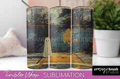 Ghost Tumbler Wrap - Vintage Halloween Tumbler Sublimation Product Image 1