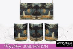 Ghost Mug Wrap - Vintage Halloween Mug Sublimation Design Product Image 1