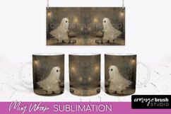Ghost Mug Wrap - Vintage Halloween Mug Sublimation Design Product Image 1
