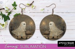 Halloween Earrings - Cute Ghost Round Earring Sublimation Product Image 1