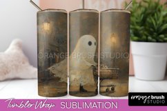 Ghost Tumbler Wrap - Vintage Halloween Tumbler Sublimation Product Image 1